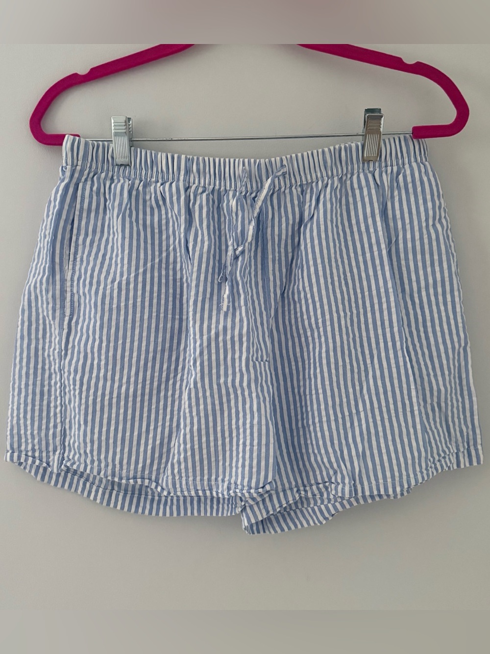 Light Blue & White Striped Women’s Pull-On Shorts